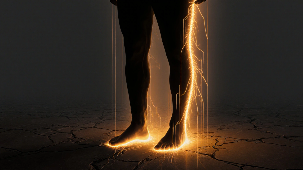 A man&#039;s silhouette with glowing energy rising from his feet through his body, symbolizing stress relief and renewal.