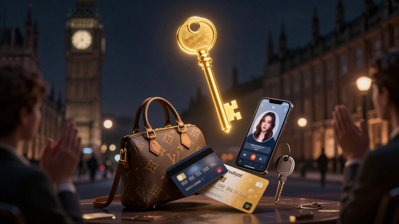 Golden key floating above luxury items symbolizing the transition from fantasy to real-life experience.