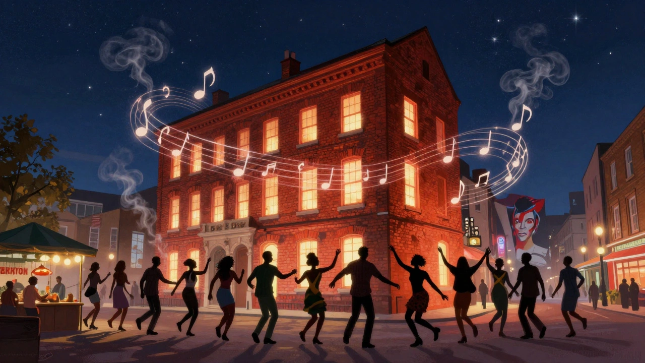 Symbolic image of Electric Brixton as a cultural hub connecting people from across London through music and movement.