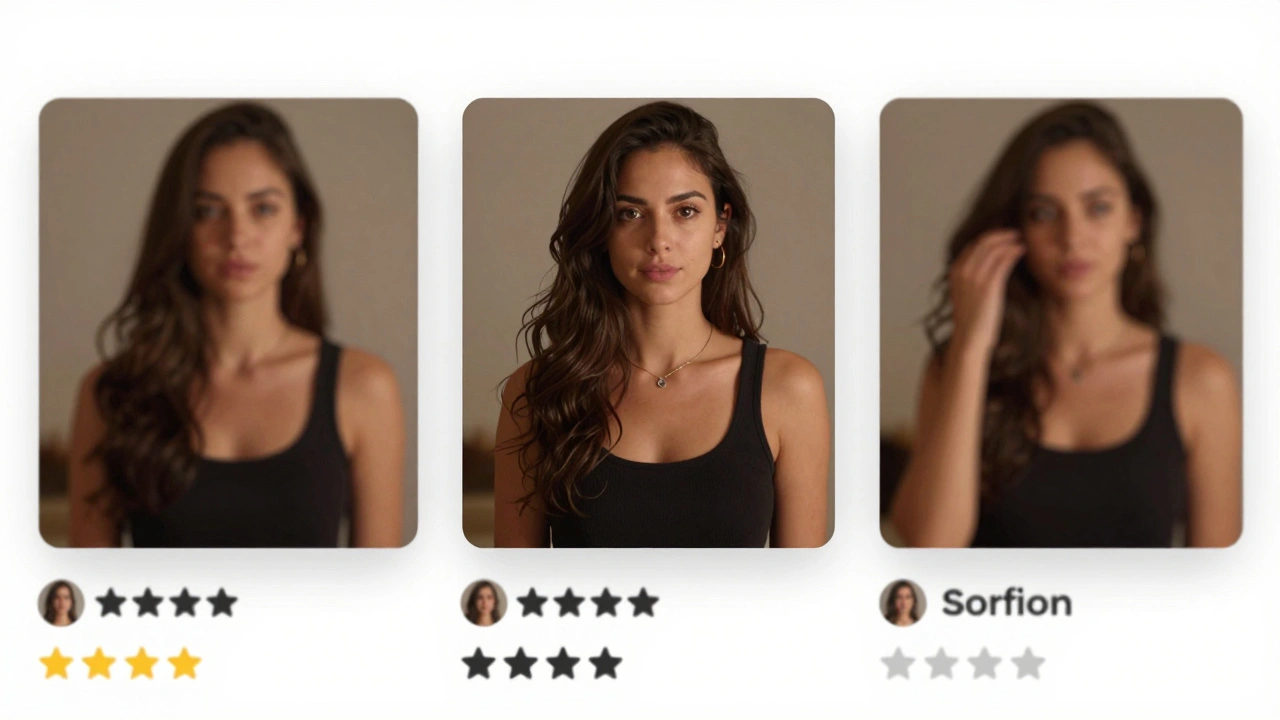 Three verified escort profiles displayed on a clean digital platform with high-quality photos and ratings.