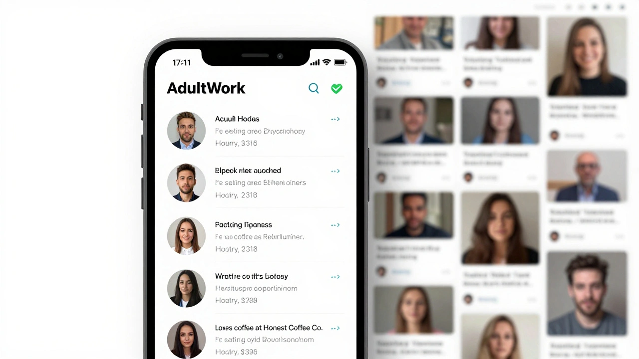 Smartphone screen displaying verified escort profiles with real bios, contrasted with spammy social media feeds.